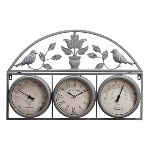 67cm Garden Wall Clock with Weather Station Cover