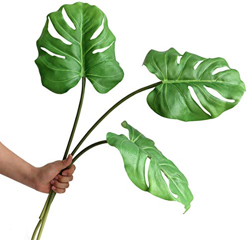 Ahvoler Artificial Monstera Leaves Tropical Palm Plants Leaves Large with Long Stem for Vase Home...