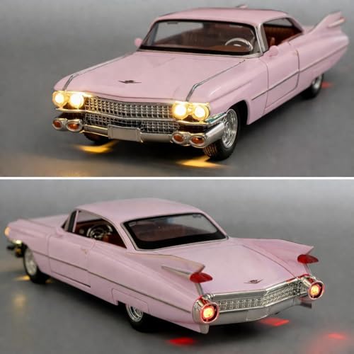 Image of 1:32 Scale Cadillac Eldorado Alloy Pickup Car Toy Metal Pull Back Diecast Car with Openable Door and Sound Light, Gifts Toys for Kids【Pink】