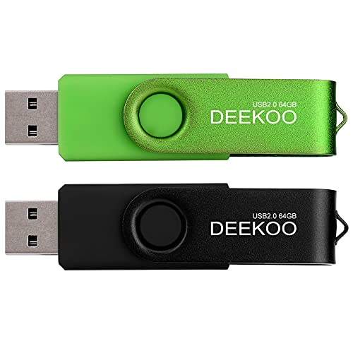 DEEKOO Flash Drive 64GB Thumb Drives Memory Sticks Jump Drive 2Pack 64GB USB 2.0 Flash Drives Mixed Colors: Black Green