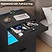 ADORNEVE LED Nightstand Black Nightstand with Wireless Charging Station 2 Drawers, Modern Bedroom End Side Table with LED Lights, Wooden Sofa Bedside Table with Pull-Out Shelf