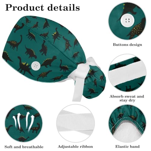 Gorros quirúrgicos con botones para mujer ponytail miniatura 4