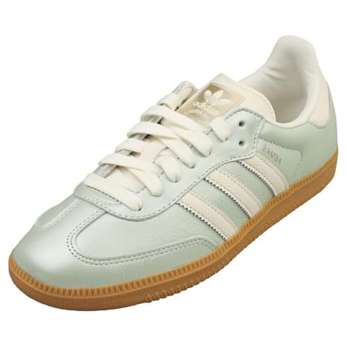 Image of adidas Samba OG Women's Shoes, Linen Green Metallic /Off White /Cyber Metallic, Size 5.5