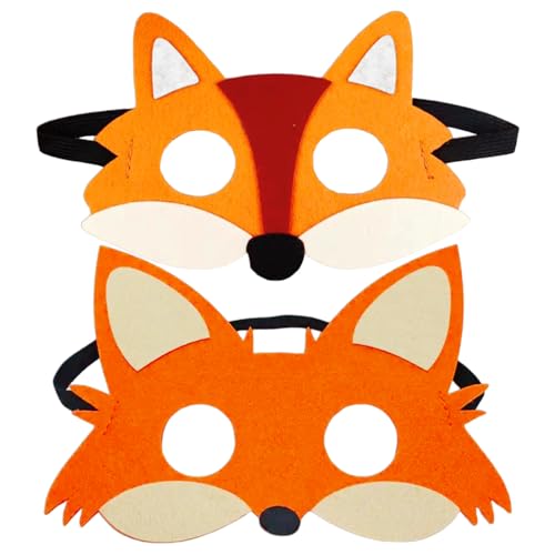 HDGSAFD 2 Peças de máscara de raposa, máscara de máscara, acessórios de jogos de papéis, linda máscara de desenhos animados.