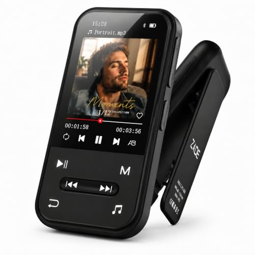 Image of 128GB MP3 Player, Bluetooth 5.3 Music Player with Clip, HiFi Sound Digital Music, Built-in HD Speaker, FM Radio, Voice Recorder, Earphones Included, MP3 Player for Kids