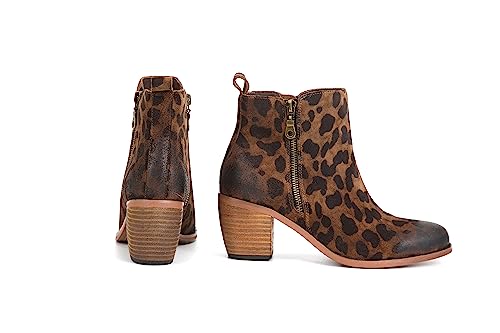 M Women's Western Cowgirl Vintage leopard print Ankle Boot2