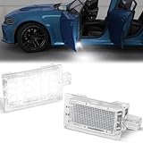 POPMOTORZ 2PCS White LED Side Door Courtesy Lights Welcome Lamps Compatible With Dodge Charger Challenger Stratus Magnum Avenger Dart, Chrysler 300 200 Sebring LED Car Door Logo Lights