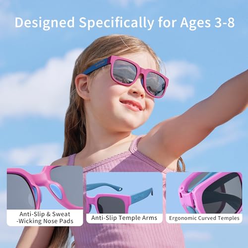 Foldable Kids Sunglasses, Colourful Flexible Frames for Boys & Girls, Single-Pack4