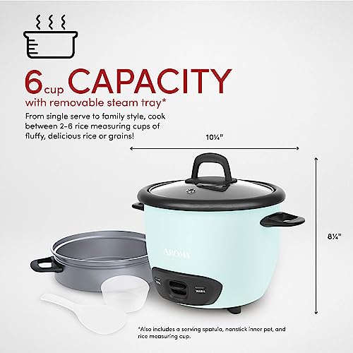 Image of AROMA 6-Cup (Cooked) / 1.5Qt. Rice & Grain Cooker (ARC-743-1NGBL), Light Blue