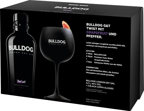 Bulldog London Dry Gin Geschenkset - 1 x 0,7 l - Gin Set mit 2 Gläsern - Bulldog Gin aus 12 naturbelassenen… – Bild 3