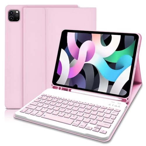 Funda Teclado para iPad Air 4ª generación y Soporte para Lápiz Apple Integrado, Funda Inteligente Delgada con Teclado Bluetooth Desmontable para iPad Air 4 Gen 10.9 2020/iPad Pro 11 2018