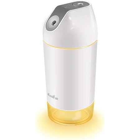 Amazon Handfan 加湿器 卓上 小型 除菌 亜塩素塩酸水対応 Usb充電式 2600mah 空焚き防止搭載 大ミスト噴出量 ダブルノズル 最大140ml H 超音波式 480ml大容量 ペットボトル Ledライト付き 携帯用 車載用 オフィス乾燥対策 グレー Handfan 加湿器 通販