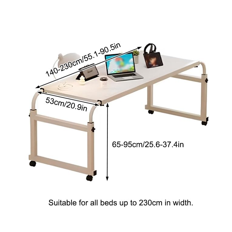 Mesita de Noche Ajustable con Ruedas, mesas auxiliares para Cama, Mesa con Ruedas, mesas auxiliares para Cama para Grandes hospitales y familias.