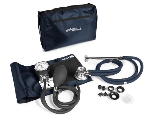 Graham-Field Professional Blood Pressure Kit - Stethoscope, Manual BP Cuff, Sphygmomanometer - Dark Blue by Graham-Field - Used condition - US$22.99