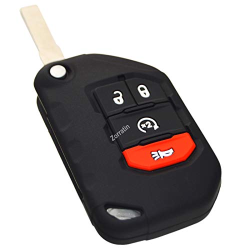 Image of Silicone Remote Key Fob Case Covers Protectors for Jeep Wrangler Rubicon 392 JL JLU Wagoneer Gladiator JT Flip Fold Remote