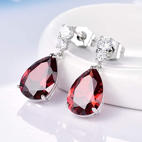 Fashion Jewelry Silver Tone Blue Red Cubic Zirconia Teardrop Drop Earrings for Women4