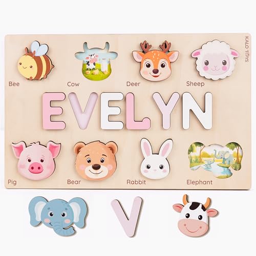 personalized name puzzle custom baby gifts personalized name puzzles for toddlers 1-3 personalized baby gifts 1st birthday girl and boy puzzle with animals