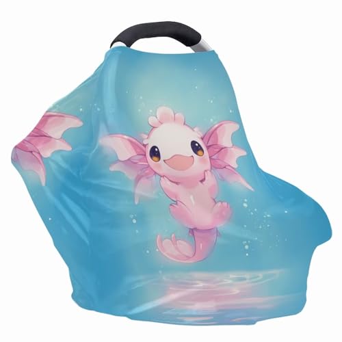 Image of Youngerbaby Cute Axolotl Nursing Cover Breastfeeding Super Soft Multi Use for Baby Car Seat Covers Canopy Shopping Cart Cover Scarf Light Blanket Stroller Cover Baby Girl Necessities