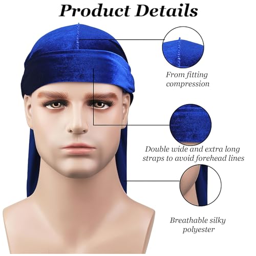 Durag en velours homme avec bretelles larges pour sculpter parfaitement les 360 waves - 4