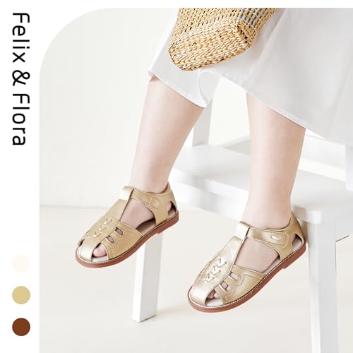 Image of Felix & Flora Toddler Girls Sandals Soft Rubber Princess Flat Shoes Flower Girl Shoes