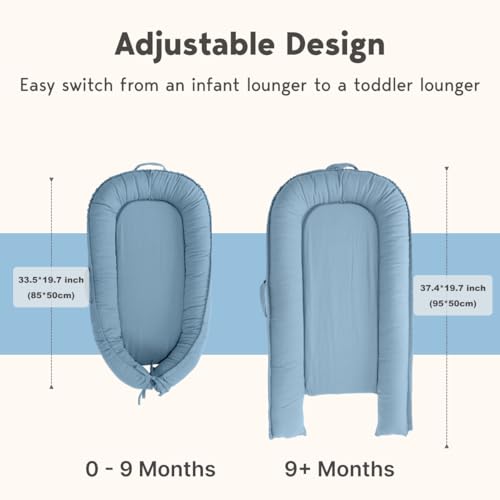 Image of Infant Cushion, Baby Cushion Cover for Baby Girls & Boys, Portable Baby Support Cushion, Newborn Essentials for Baby 0-12 Months, 100% Cotton Breathable, Travel Baby Cushion(Denim Blue)