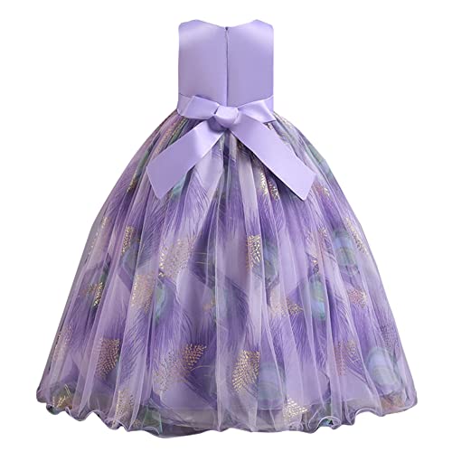 Image of Hopscotch Girls Polyester Glitter Print Gown in Purple Color