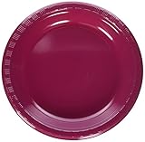 Creative Converting Burgundy Red Round Plastic Plates Party Supplies, 10'