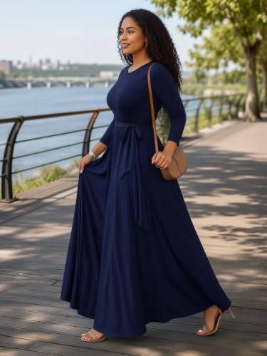Image of Casual Maxi Dress for Women 3 /4 Sleeve with Pockets