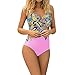 Produktbild Aiserkly Damen Sommer Einteilige Bademode Vintage Badeanzug Push Up Bikini Rückenfrei Drucken Monokini Sexy Beachwear Siamese Badeanzug Sportlicher Strandbikini Rosa L