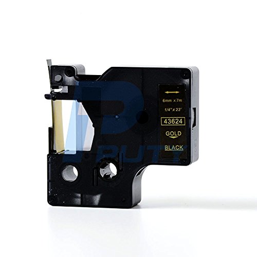 DULA label tape - Compatible met Dymo D1 45024-1 stuk - Goud op zwart - 12mm x 7m