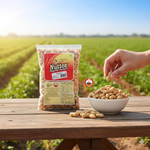Image of Nuttoz Roasted Peanut Salted 1Kg Vacuum Pack | Horeca Pack | Jumbo Roasted Moongfali | Non Fried Ready to Eat Healthy Snack | Without Skin Whole and Split Peanut (Pack of 2)