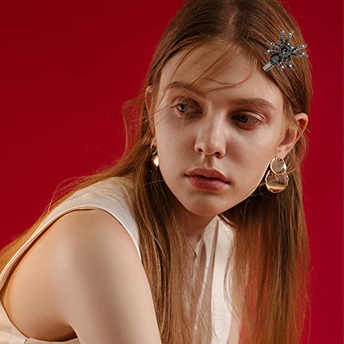 2 Pack Halloween Black Spider Pins Hair Clip Vintage Rhinestone Gems Stamper Bobby Pin Hair Accessories For Women #TOP3