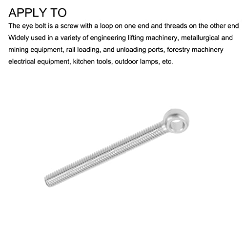 Image of METALLIXITY Shoulder Swing Lifting Bolt (M6x60mm) 2Pcs, 304 Stainless Steel Eye Bolts - for Home Renovation, Pipeline Gate Valves Fasteners, Silver