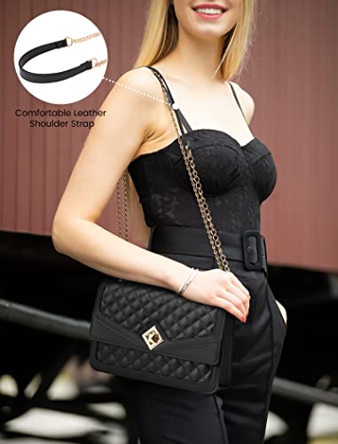 LOVEVOOK Crossbody Bags for Women Leather Quilted Shoulder Bag with Chain Strap Trendy Clutch Satchel Ladies Evening Bag4
