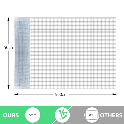 CCLIFE Hühnerzaun Geflügelnetz , Maschenweite 6.3 mm , Höhe 100 cm , Länge 2/5 m , Verzinkt Silber