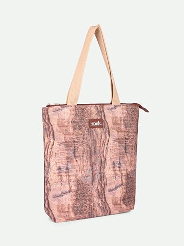 Image of ZOUK Ivy Tote Bag for Women | Handcrafted Jute Khadi with Vegan Leather Handles | Lightweight, Foldable & Travel-Friendly Everyday Carry Bag |