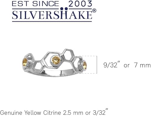 Miniatura 4 de Silvershake 3-Stone White Gold Plated or Yellow Gold Plated 925 Sterling Silver Honeycomb Bee Ring Jewelry for Women
