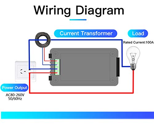 Ac Current Voltage Amperage Power Energy Panel Meter Lcd Digital Display Ammeter Voltmeter Multimeter With Split Core Current Transformer Ct Ac 80-260V 100A Multi-Function Power Monitor #TOP7