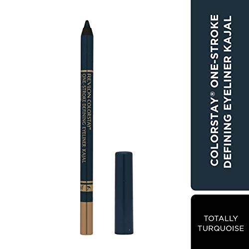 Image of REVLON Colorstay one stroke defining eyeliner kajal, Sharpenable Pencil, Rich Glossy, Longwear and Waterproof, One Stroke to intense defined Eyes, Totally Turquoise