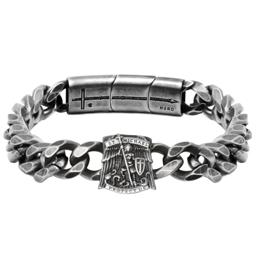 Hero Company Saint Michael Protect Us Cuban Link Bracelet: Helps Pair Veterans With A Service Dog Or Shelter Dog