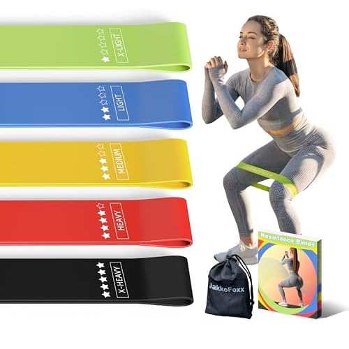 Fitnessbänder 5er Set Widerstandsbänder mit 5 Stufen Übungsbänder für Heim-Fitness, Stretching, Krafttraining, Physiotherapie, Pilates, Yoga, Elastische Workout-Bänder für Frauen (Mehrfarbig)