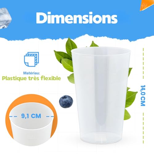 Gobelet plastique réutilisable 50cl pour éviter la casse aux fêtes - 8