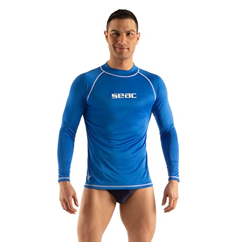 SEAC Man T-Sun Long erupciones para natación, Surf, Buceo, protección UV, Hombre, Azul, M