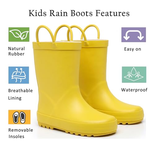 Toddler Rain Boots for Boys and Girls Waterproof Rubber Kids Rain Boots with Easy on Handles All-season Outdoor Shoes4