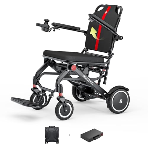 Image of Paiseec Electric Wheelchair Lightweight Foldable, Only 32 lbs, Power Wheelchair for Adults /Seniors, Compact Motorized Wheelchair with Travel Bag, Airline Approved, Up to 11 Miles