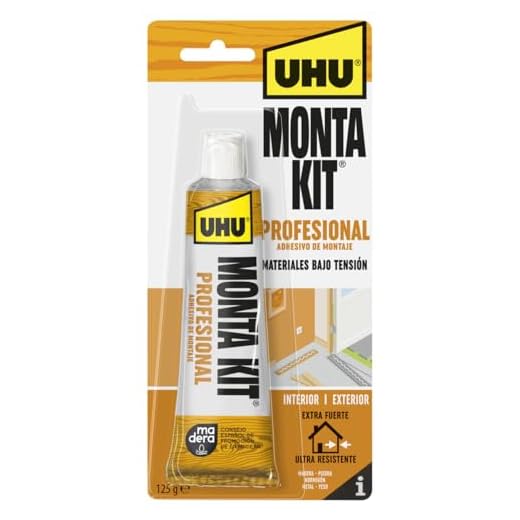UHU Monta Kit Profesional-Adhesivo de Montaje Extrafuerte, Pegamento Fuerte Para Todo-125g