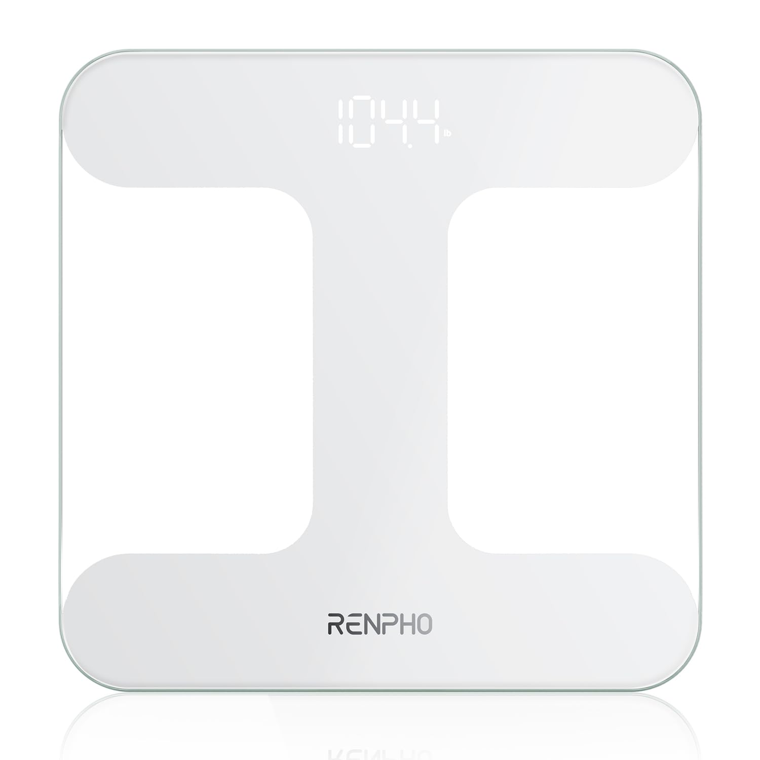 RENPHO Bathroom Scale for Body Weight, Highly Accurate Digital Scale with Transparent and Slim Tempered Glass, Clear LCD Display, Batteries Included, Measures Weight up to 400 lb, White