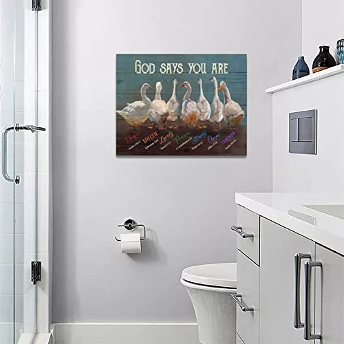Duck Wall Art Duck Pictures Wall Decor God Says You Are Canvas Print Painting Modern Home Framed Artwork For Bathroom Bedroom 12"X16" #TOP5