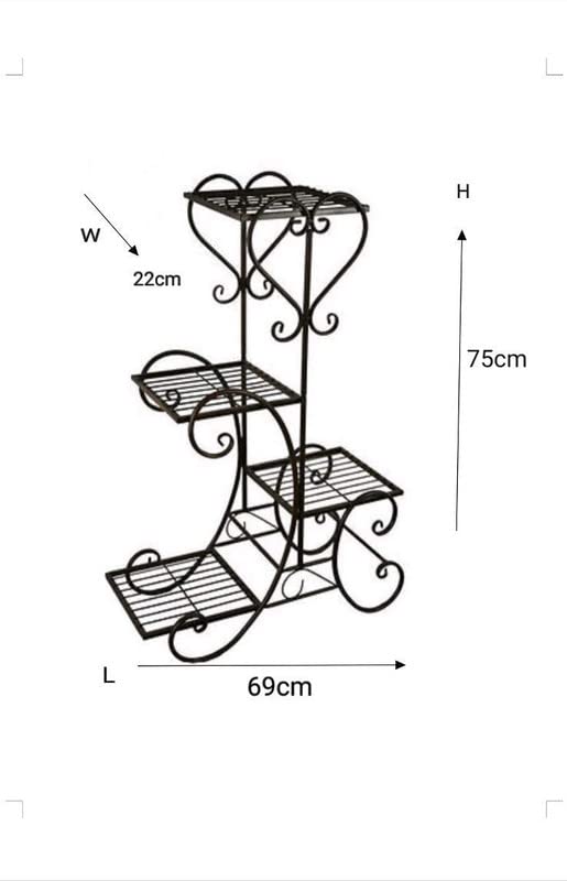Image of 6-Tier Rust-Proof Metal Plant Stand for Balcony & Indoor Use - Heavy-Duty Gamla Stand for 6 Pots (Lohe Ka Stand) (5 POT STAND)