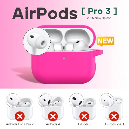 Image of R-fun for AirPods Pro 3rd Generation Case with Cleaner Kit, Soft Silicone Protective Case Cover for Apple AirPod Pro 3 for Women Men, AirPods Pro Case Accessories with Keychain, Rose Pink